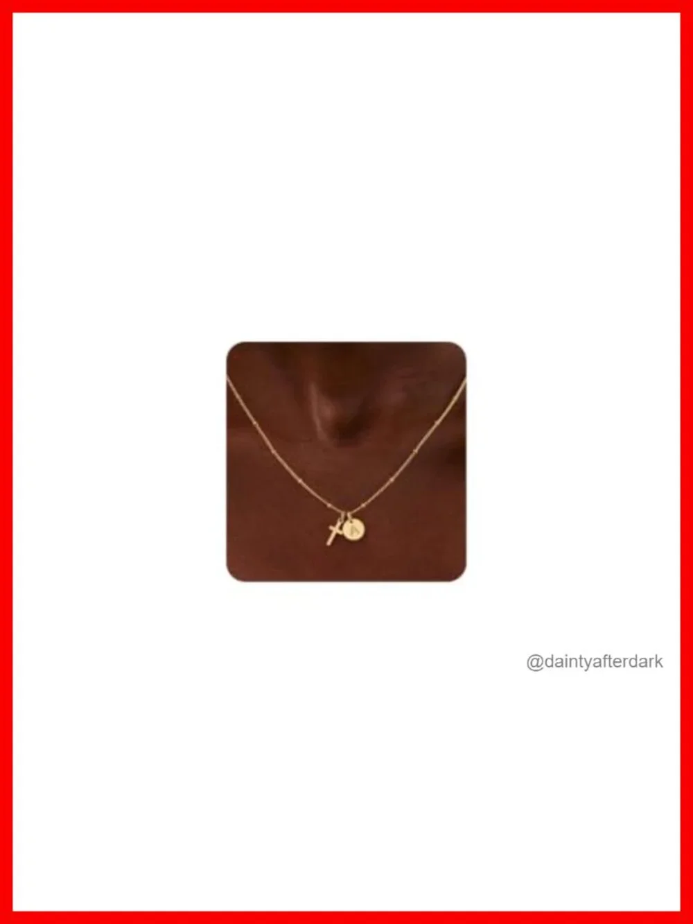 14K Gold Plated Cross Pendant Necklace with Initial Disc, Adjustable 16-18.5
